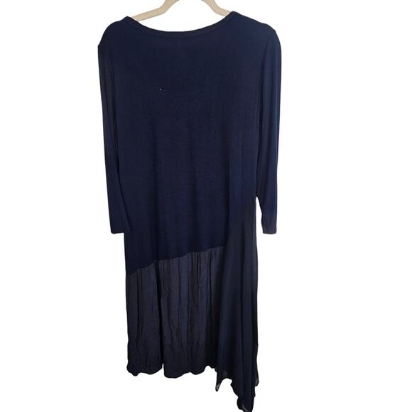 Sundance Dress Drop Waist Dress Asymmetric Dress Midi Dress L Navy Blue Dress - Picture 9 of 10